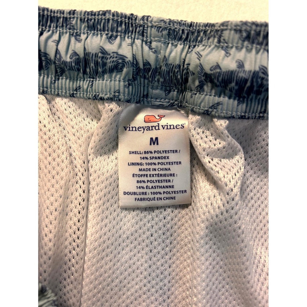 Vineyard Vines Shark Print Swim Trunks Mesh Lined Drawstring 7" Men's Medium - Picture 3 of 13